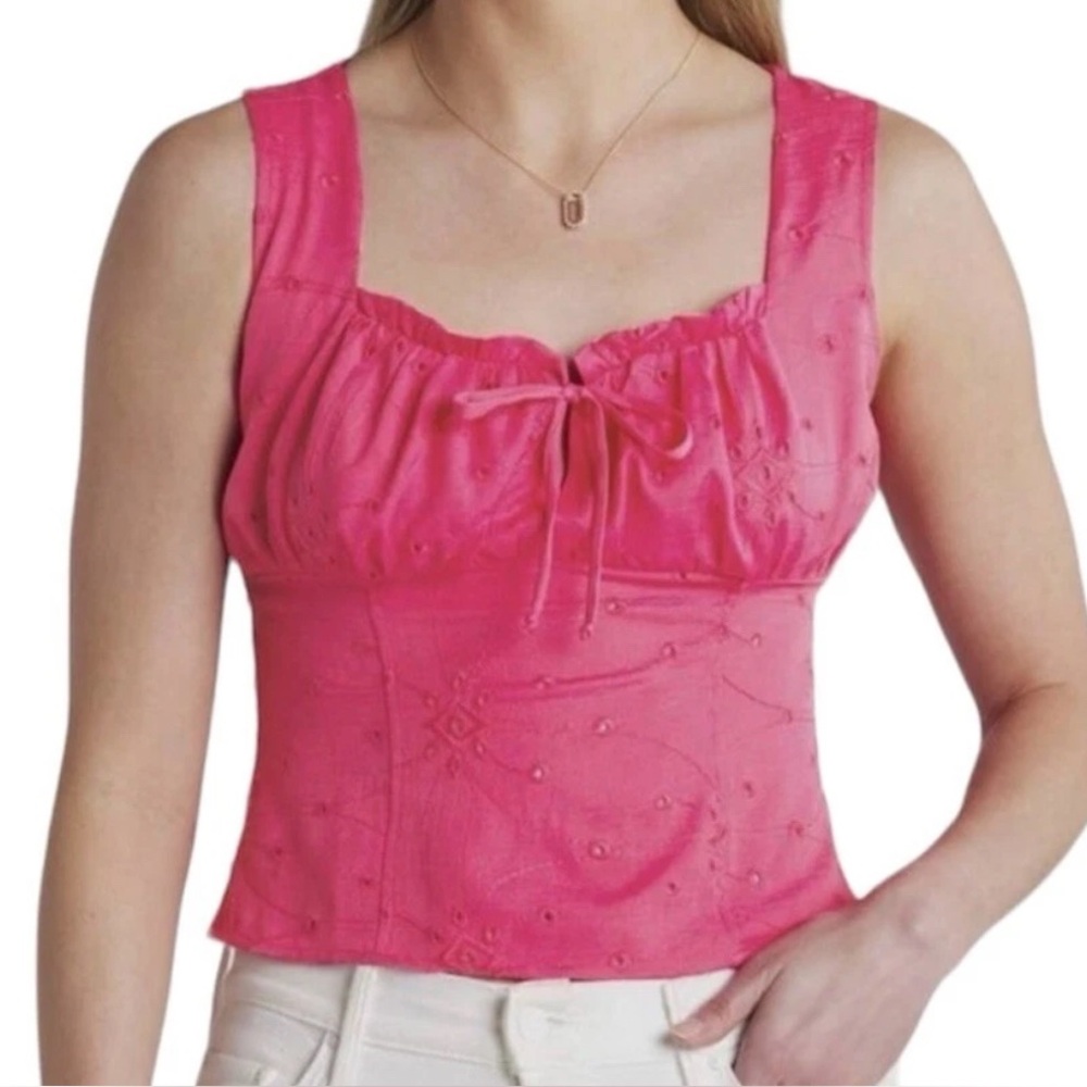 NWOT The General Good x Stitch Fix 2X Eyelet Pink Sleeveless Corset Top